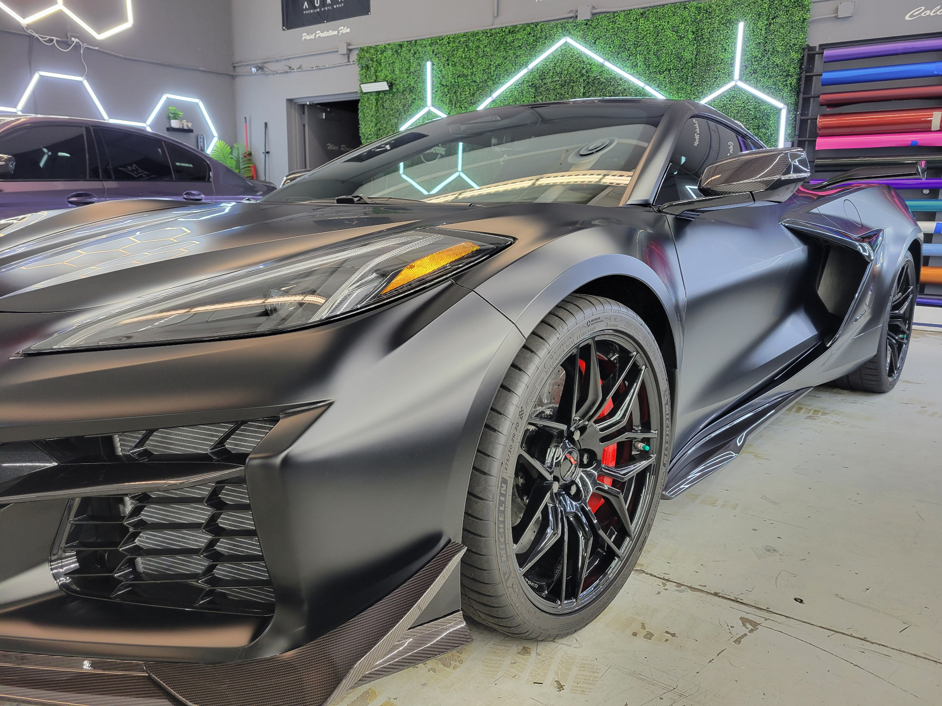 Black Corvette C8 with chemical and contaminant resistant ceramic coating protection Scottsdale